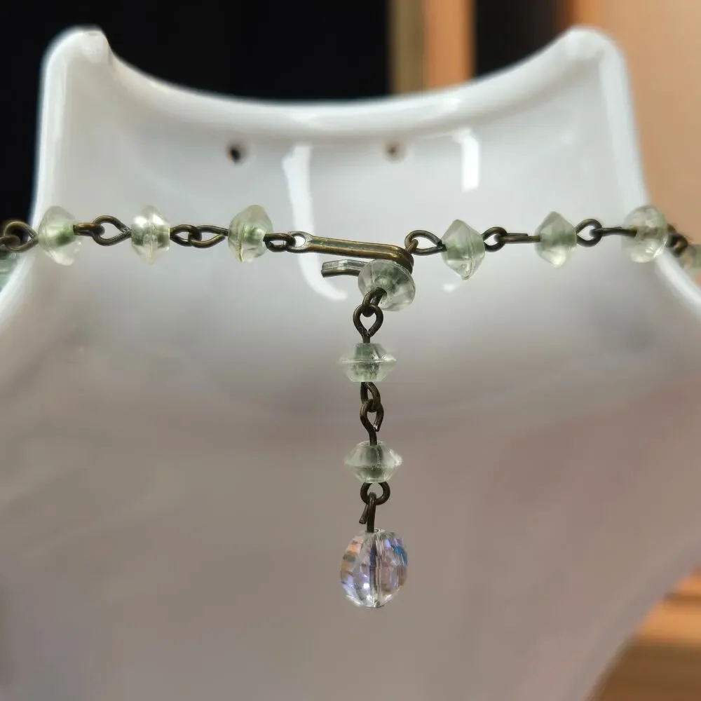 Vintage 1950s Aurora Borealis Crystal Double Strand Necklace Graduated Bead